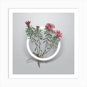 Vintage Garland Flowers Minimalist Floral Geometric Circle on Soft Gray n.0398 Art Print