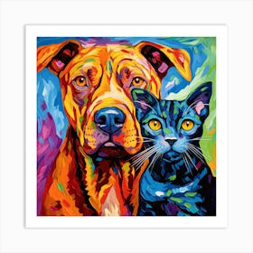 Dog And Cat Painting 5 Art Print