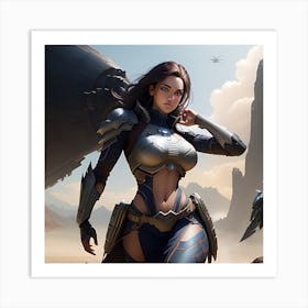 Girl In Armor Art Print