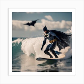 Batman Surfs Art Print