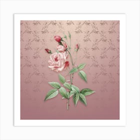 Vintage Common Rose of India Botanical on Dusty Pink Pattern n.0456 Art Print
