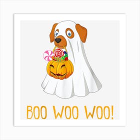 Boo Woo Woo Funny Cute Halloween Ghost Dog Womenns Girls Art Print