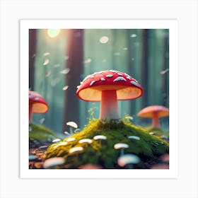 Mushrooms In The Forest 1 Art Print