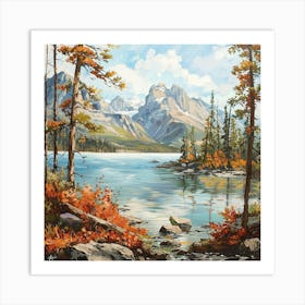 Autumn Lake Oil Painting Art Print