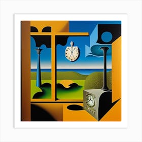 Clock In The Window Art Print