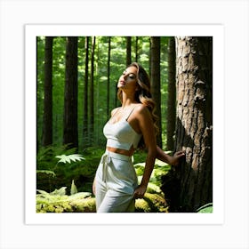 Beautiful Woman In The Forest 9 Art Print