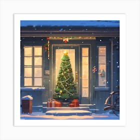 Christmas Decoration On Home Door Golden Ratio Fake Detail Trending Pixiv Fanbox Acrylic Palette (7) Art Print