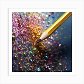 Pencil In A Pile Of Glitter Art Print