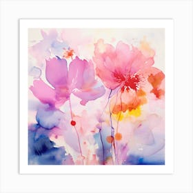 Watercolor Flowers 1 Art Print