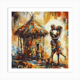 African Couple Kissing Art Print