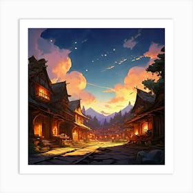 Village At Night 1 Art Print