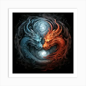 Yin Yang Dragon Art Print