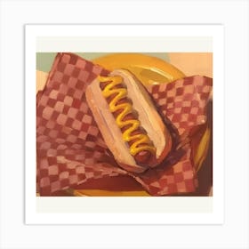 Hot Dog On A Plate Art Print