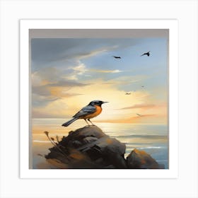 Bird On Rock Art Print