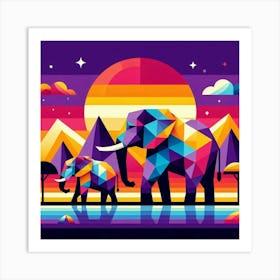 Pixelated Pals Elephants Art Print