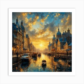 Sunset On The Canal Art Print