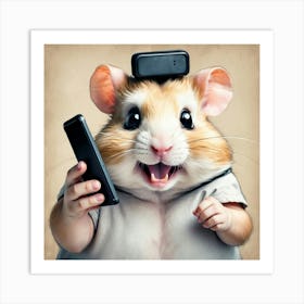 Hamster With Cell Phone 1 Art Print