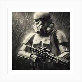 Stormtrooper In The Rain Art Print