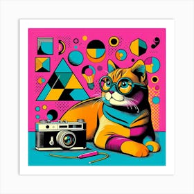 Cat With Camera Canvas Print Art Print