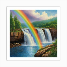 Rainbow Over Waterfall Art Print