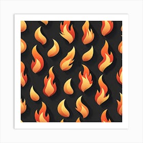 Fire Flames Seamless Pattern Art Print