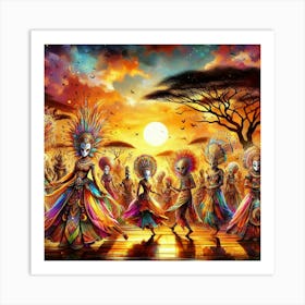 African Dancers wall Artwork Art Print