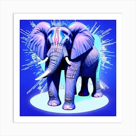 Elephant In Blue Art Print