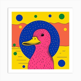 Pink Dotty Duck Art Print