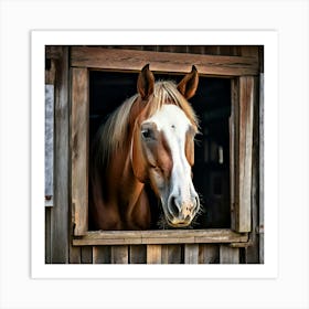 Head Purebred Equestrian Beauty Window Horse Shed Rural Farm Photo Horizontal Mare Hobby (6) Art Print