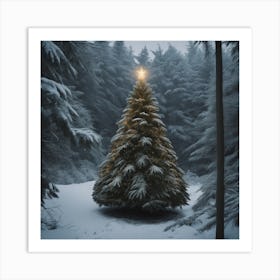 Christmas Tree In The Forest 84 Art Print