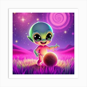 Alien Baby With A Ball Art Print