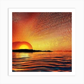 Sunset Over The Ocean By Person 1 Art Print