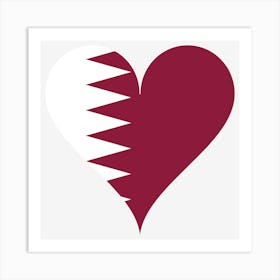Heart Love Flag Qatar Arabian Peninsula Heart Shaped Art Print