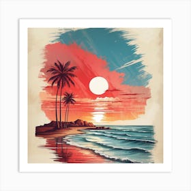 Sunset At The Beach Art Print