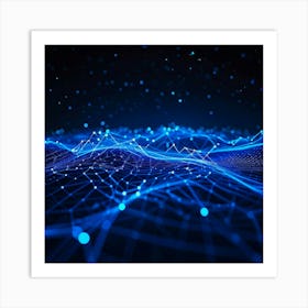 An Abstract Intricate Network Design Glowing With Intense Blue Astounding Waves Coursing Through C (2) Art Print