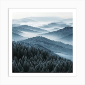 Foggy Mountains Art Print