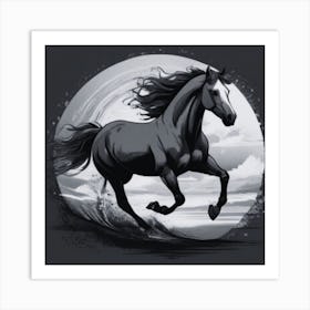 Horse In The Moonlight 1 Art Print