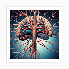 Human Brain With Blood Vessels 8 Art Print