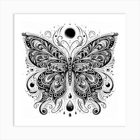 Black And White Butterfly Art 1 Art Print