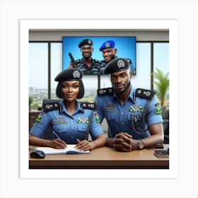 Police Officers In Uniform Art Print