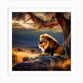 Lion In The Savannah 25 Art Print