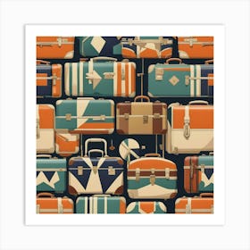 Vintage Suitcases Seamless Pattern Art Print