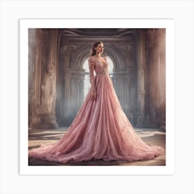 Pink Wedding Dress Art Print