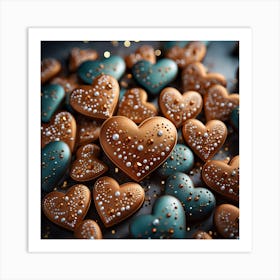 3d Rendering Of Hearts Art Print