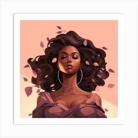 Black Girl With Leaves Art Print