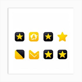 Collection Of Bright 5 Star Feedback Symbols Modern White And Gold Isolated Shiny Elements Black 2 1 Art Print