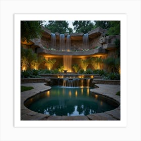 Waterfall In A Garden Art Print