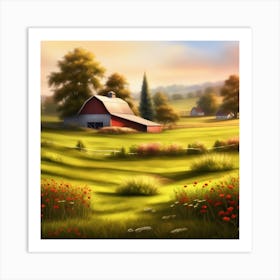 Peaceful Farm Meadow Landscape (55) Art Print