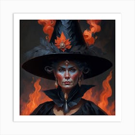 Witch In Flames 2 Art Print