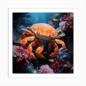 Crab In The Sea Art Print